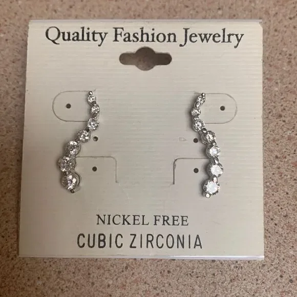 Cz nickel free drop earrings - Picture 1 of 3